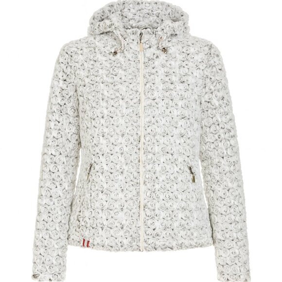 Almgwand 1928 Lerchkogel Faux Fur Rosette Hooded Winter Ski Jacket Gray 38 (S/M) - Picture 1 of 16